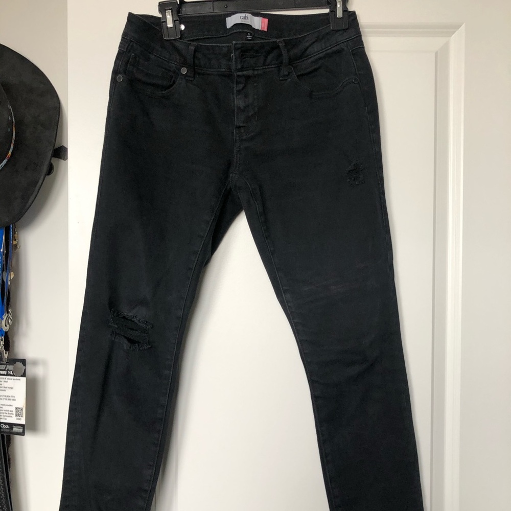CAbi distressed black jeans.